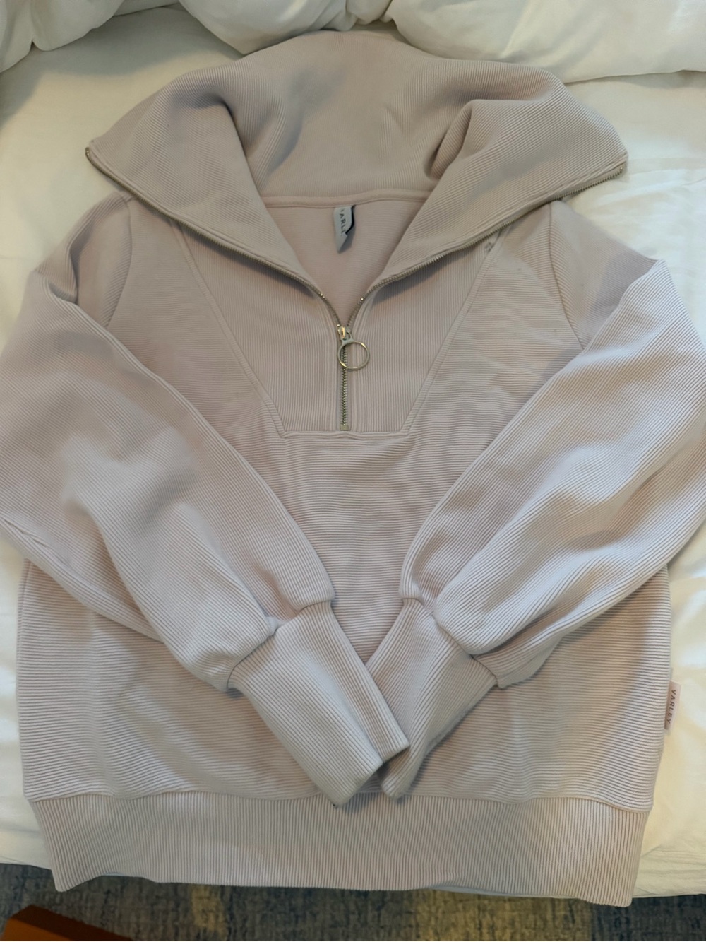 Varley Ribbed Half-Zip Funnel Neck Pullover - Light Lavender